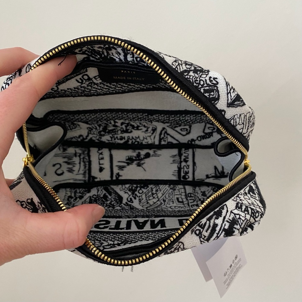 NWT Christian Dior Made in Italy Black White Plan de Paris Pouch Makeup Bag - Picture 11 of 16
